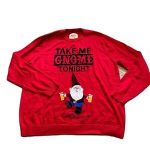 Take Me Gnome Tonight Sweater XL Beer Ugly Christmas Red